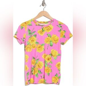 LAGENCE Ressi Rose Print Crewneck T-Shirt